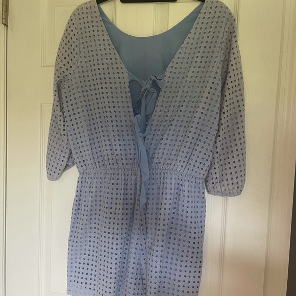 Lilka Light Blue Eyelet Romper - Picture 3 of 5